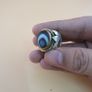Vintage Beautiful Suliemani Eye Agate Brass & Silver Inlay Flower Desgin Adjustable Ring Image 4