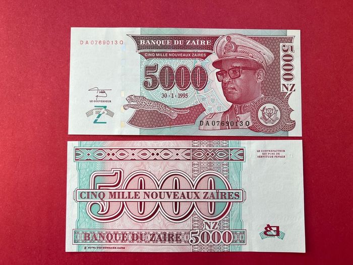 Zaire    5000  Zaires  1995  Pick  69b  ( Uncirculated. )