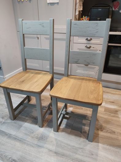 Solid wood grey dining chairs