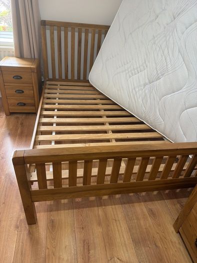 Solid Oak Bedroom Furniture (Double Bed, Mattress, Locker, Dressing table, Chest)