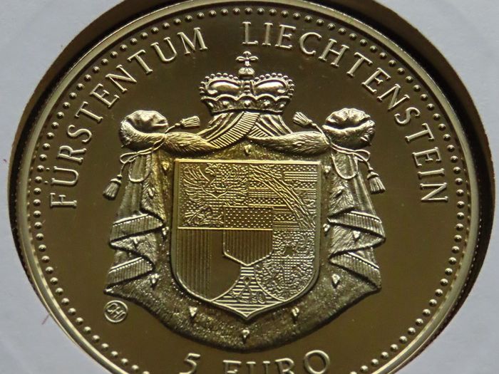 Liechtenstein 5 Euro pattern 1998 in coin stamp cover | customs union with Switzerland