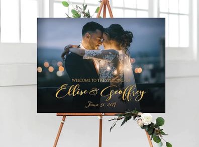 Personalised custom printed photo with text Wedding Sign Modern Wedding Sign wedding Names Sign Printed Sign