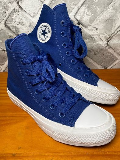 Boys Converse All Star Chuck Taylor II Lunarlon Blue Hi Top Trainers UK3.5 EU36