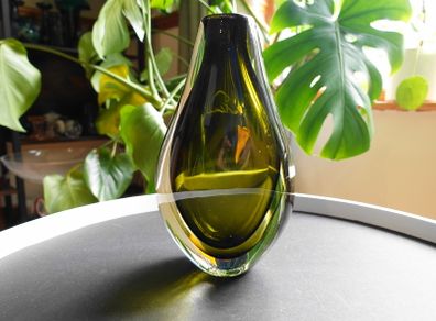 Vintage Murano Sommerso Olive Glass Vase, Flavio Poli for Seguso Vetri d'Arte