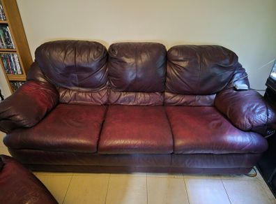 3 seater sofa & one armchair - has some wear and tear - FREE TO TAKE AWAY