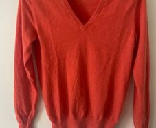 N.Peal London 100% Cashmere Jumper XS Coral V-Neck Luxury Knit