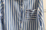 Dunnes Stores Blue and White Striped Long Sleeve Shirt Size M
