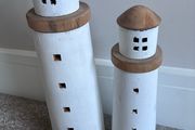 Nook Home Wooden Lighthouse Ornaments Set of 2 Coastal Home Decor
