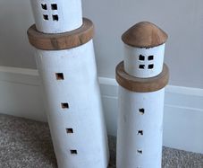Nook Home Wooden Lighthouse Ornaments Set of 2 Coastal Home Decor