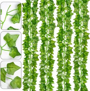 168 Ft-24 Pack Artificial Ivy Leaf Garland Plants Vine Hanging Wedding Garland English Ivy Home Kitchen Garden Office Wedding Wall Decor