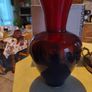 VINTAGE Red and Blue Decorative Vase Handmade in Germany Mouthblown - Ambient Zwiesel 41 CM. TALL 20 CM. WIDEIN CENTER Image 10