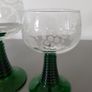 Vintage Glasses Luminarc France Etched Cordial Green Ribbed Stem Image 5