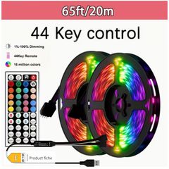 65ft/20M Smart LED Light Strip with RGB Remote Control - 44-Key Remote Flexible