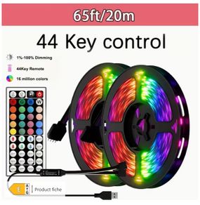 65ft/20M Smart LED Light Strip with RGB Remote Control - 44-Key Remote Flexible