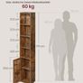 Slim Tall Vintage Brown Bookcase with Cabinet Storage Shelf Image 6