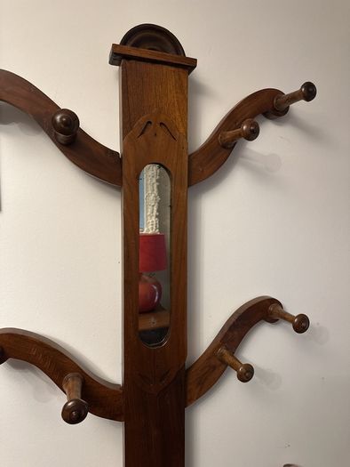 antique hall stand in good condition, very neat and a glove compartment in centre,