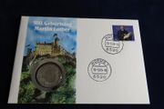Martin Luther vintage coin cover 1983 stamp 5 Deutsche Mark Martin Luther.