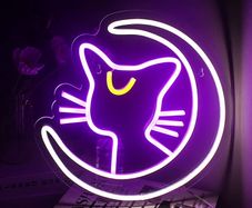 Moon and Cat Neon Sign LED Neon Signs for Wall Decor Cute Neon Light with USB Powered for Bedroom, Kid's Room, Home Decor, Bar, Party (FREE POSTAGE)
