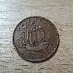 Great Britain UK 1946 Half Penny George VI Coin - free standard postage