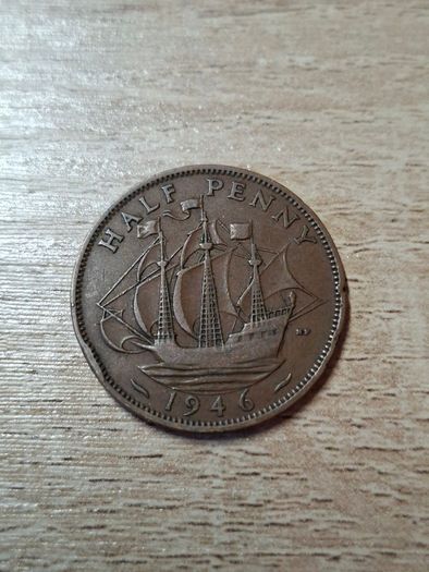 Great Britain UK 1946 Half Penny George VI Coin - free standard postage