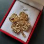 Lucky Clover Leaf Irish Brooch Green Shamrock Four Leaf Clover Crystal Pin Badge Image 8