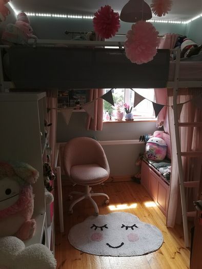 Loft bed frame with desk