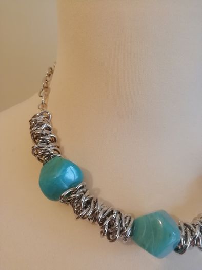 DesignSix London Grange Necklace New With Tags Turquoise Stones On Silver Tone Chain