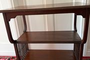 Mahogany table with glass top.