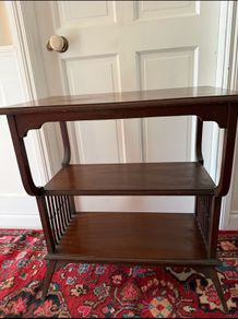 Mahogany table with glass top.