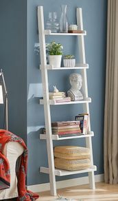 White wooden ladder shelf