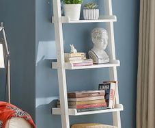 White wooden ladder shelf