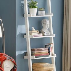 White wooden ladder shelf
