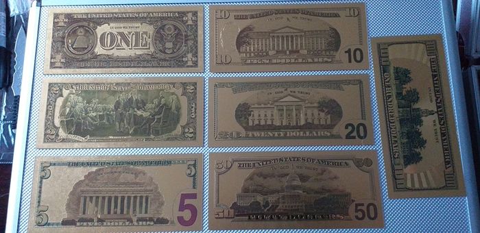 7pcs/Set 24K Gold Plated Dollars Antique Plated Commemorative LOT