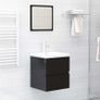 Sink Cabinet with Built-in Basin High Gloss Black Chipboard Image 3