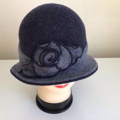 Ladies Cloche Bucket 100% Wool Hat 1940s Style