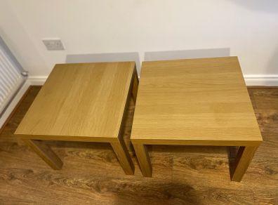 Two IKEA Oak-Effect Side Tables