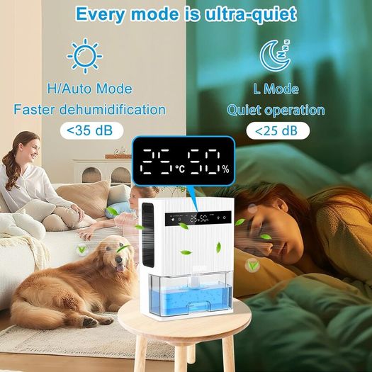 Electric Dehumidifier, 3000ml Portable Small Dehumidifier for Bedroom with Ultra Quiet & Auto Shut off 7 Colorful LED for Wardrobe,basement,Bathroom,Closet,RV,Baby Nursery