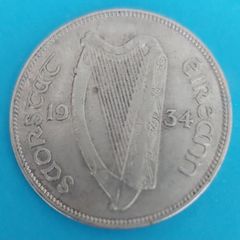 Ireland 1934 Harp Half Crown in  Extremely Fine condition