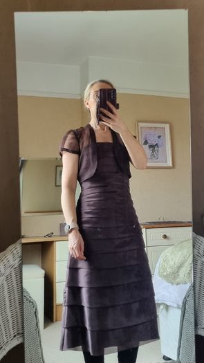 Brown tiered formal dress