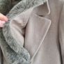 M&S wool and cashmere mix light taupe longline coat with detachable luxurious faux fur collar Sz 12 L (Fit 14-16UK) Image 6