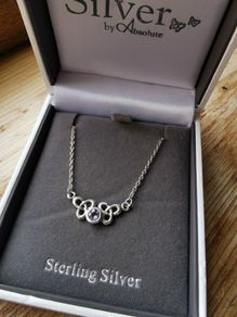 Silver necklace with birthstone
