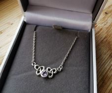 Silver necklace with birthstone