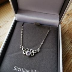 Silver necklace with birthstone