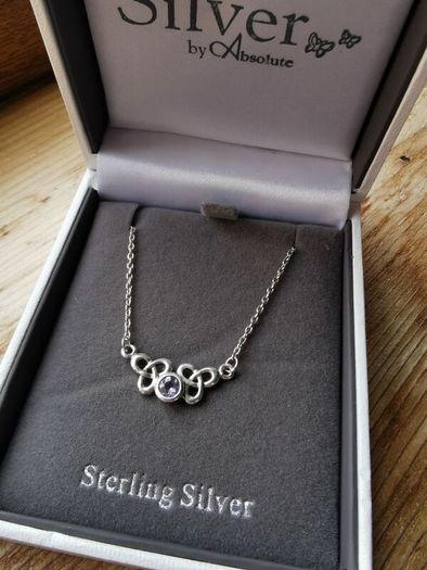 Silver necklace with birthstone