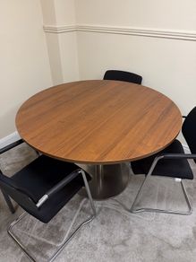 Round Walnut Effect Table with 4 Chairs