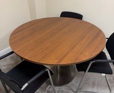 Round Walnut Effect Table with 4 Chairs