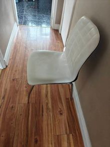 White leather dining chairs
