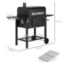 Charcoal Barbecue Grill Trolley Garden Smoker with Shelves, Adjustable Height, Thermometer on Lid, Opener and Wheels Image 8