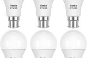 FREE SHIPPING Vanke Bayonet Light Bulb, 9w (60w Equivalent), 2700K Warm White B22 LED Bulbs, 806 Lumen, Non-Dimmable, Pack of 6