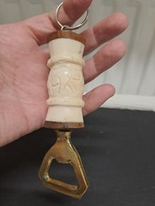 Carved bone and Copper bottle opener Zambia